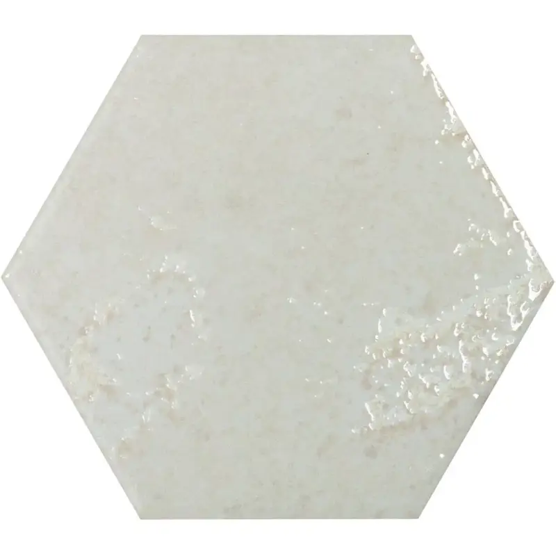 Muster von Wandfliesen Lara Glänzend Gewellt 13x15cm Hexagon Weiß Versand Am Gleichen Tag