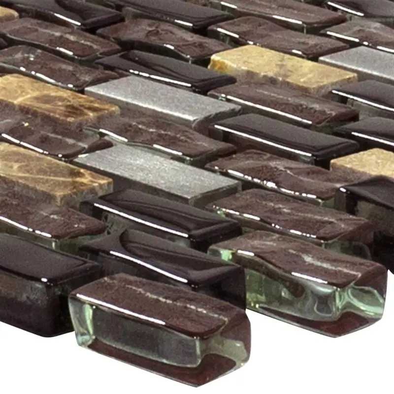 Muster von Glas Marmor Aluminium Mosaikfliesen Patterson Braun Mix Beliebt