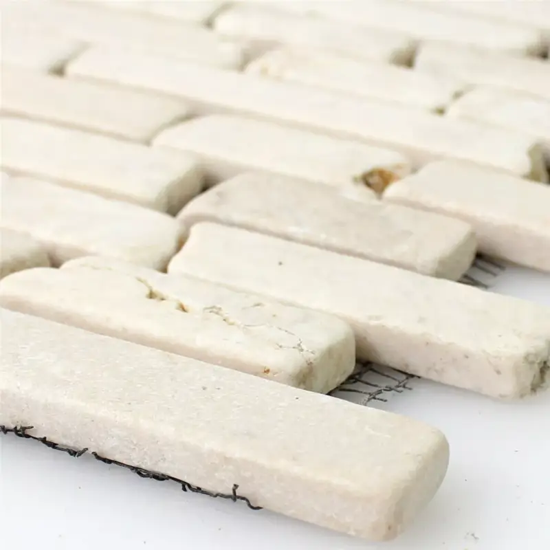Zertifiziert Naturstein Marmor Mosaikfliesen Bali Biancone Beige Brick