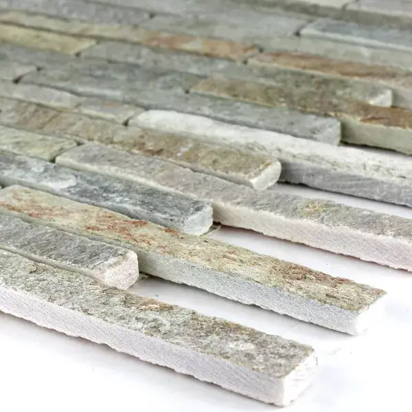 Zertifiziert Mosaikfliesen Naturstein Quarzit Beige Mix Sticks
