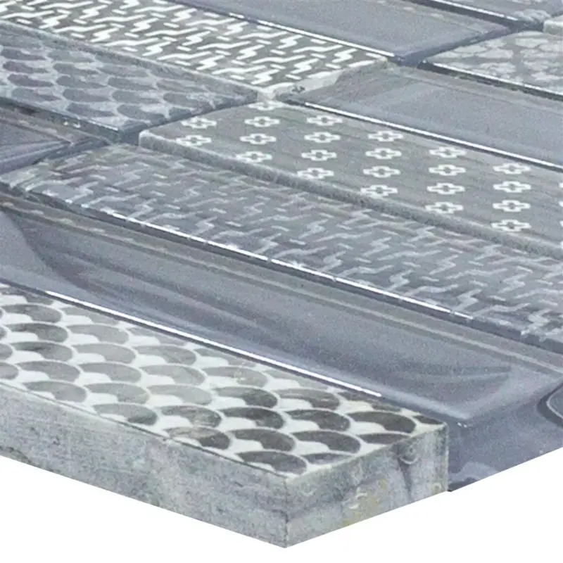 Markenprodukt Muster von Glas Naturstein Mosaik Fliesen Celestiana Ornament Brick Grau Mix