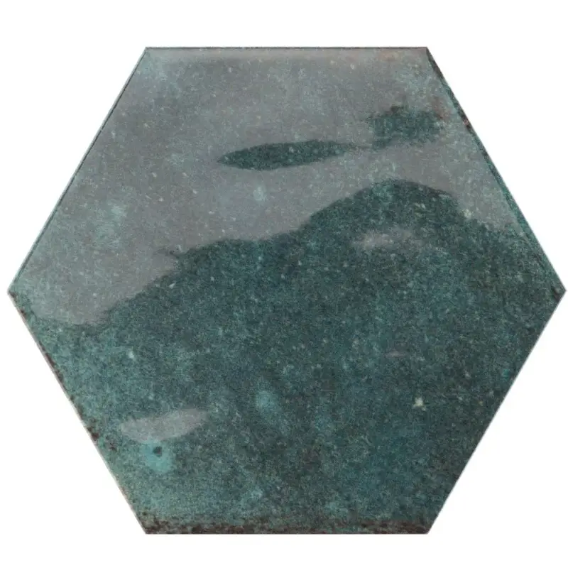 Muster von Wandfliesen Arosa Glänzend Gewellt Hexagon Pazifikblau 17,3x15cm Wochenendangebot