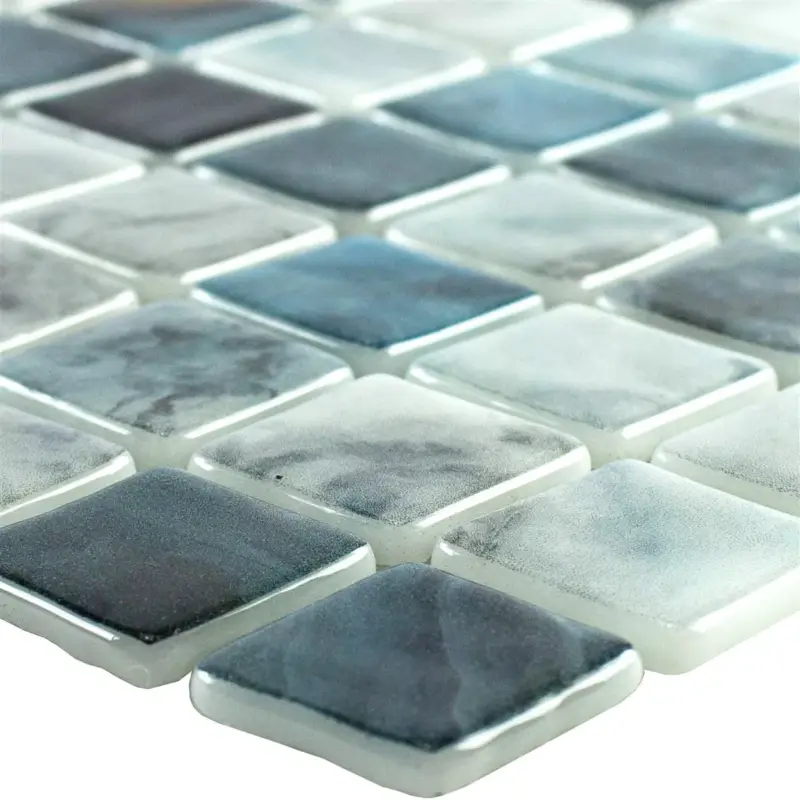 Aktuell Glas Schwimmbad Mosaik Baltic Blau Grau 25x25mm