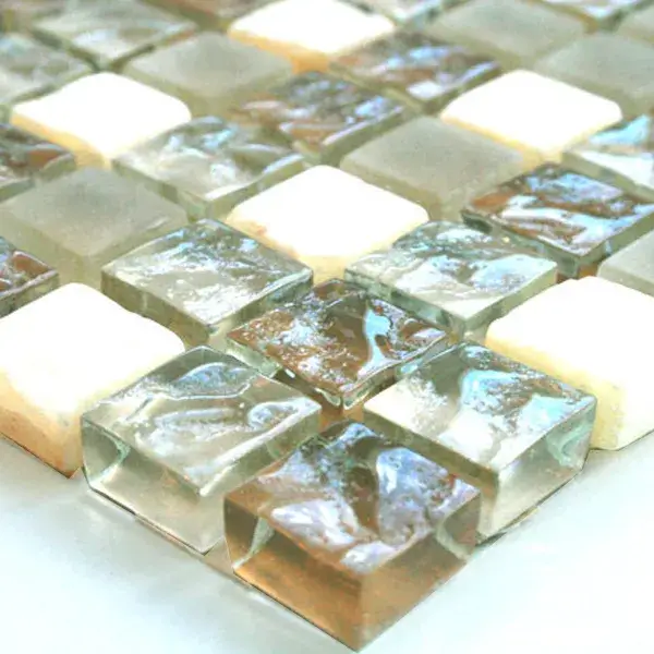 Mosaikfliesen Glas Marmor 15x15x8mm Beige Mix Onyx Preiswert
