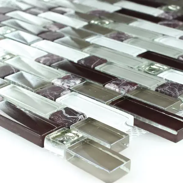 Mosaikfliesen Glas Marmor Lila Braun 3 Mix Format Kracherpreis