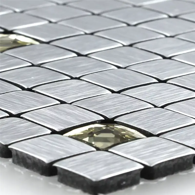 Ausverkauf Mosaikfliesen Glas Metall Silber Gold Diamant 10x10x4mm