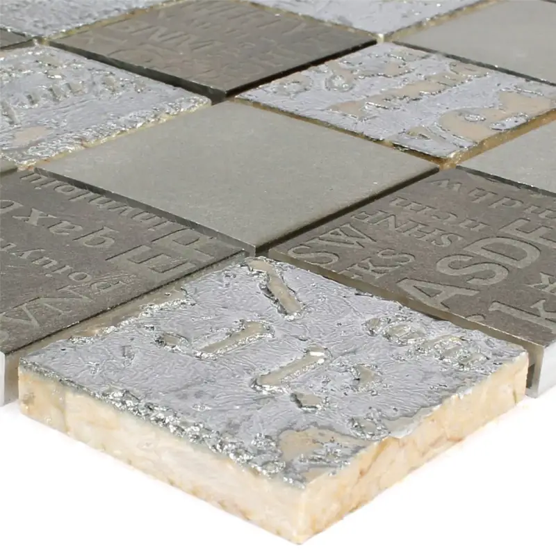Mosaikfliesen Nazca Naturstein Aluminium Mix Braun Silber Sichere Zahlung