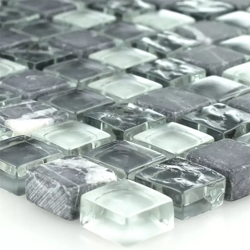 Must-Have Naturstein Glas Marmor Mosaikfliesen Honolulu Grau Mix