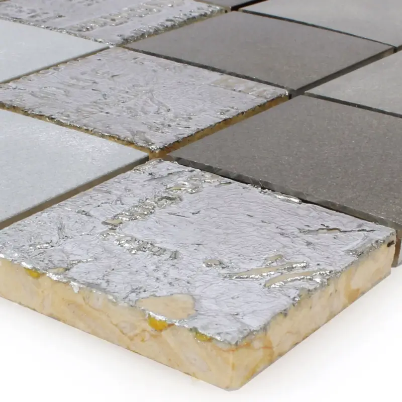 Mosaikfliesen Metall Naturstein Parole Braun Silber Preis Gesenkt