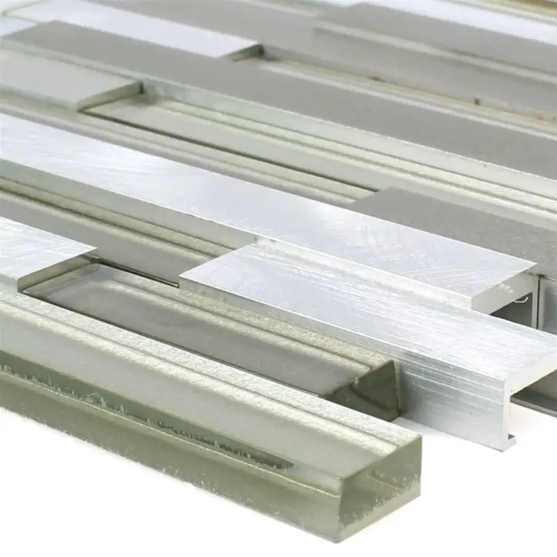 Echt Mosaikfliesen Glas Metall Margariti Braun Silber