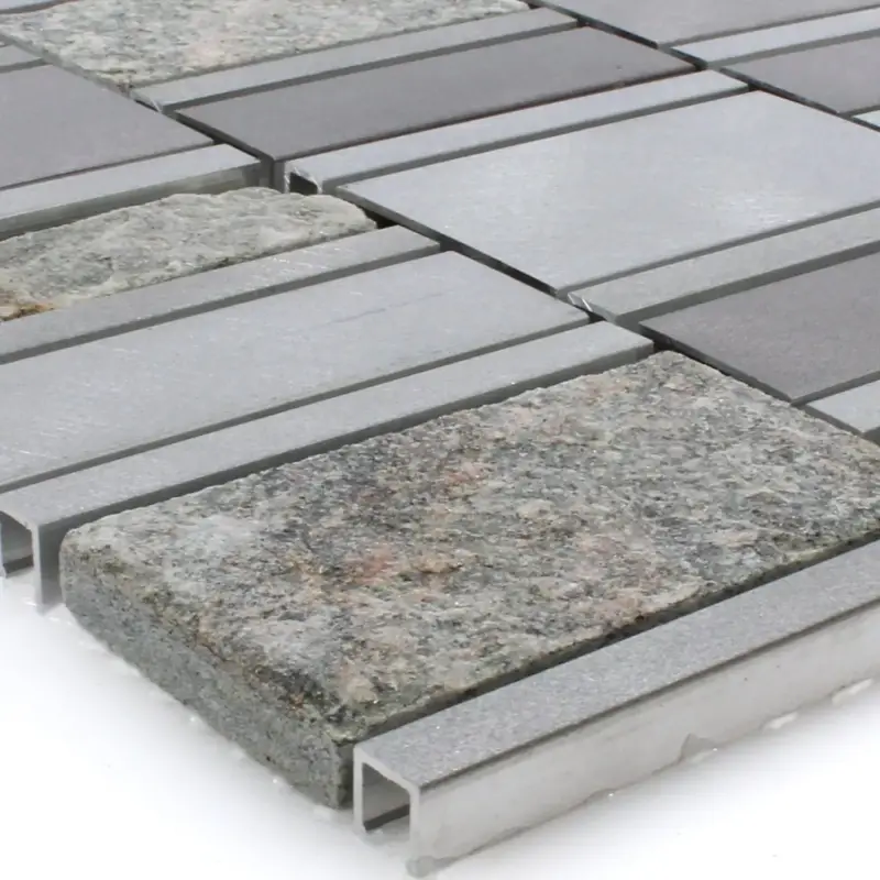 Direktkauf Mosaikfliesen Naturstein Aluminium Avanti Grau