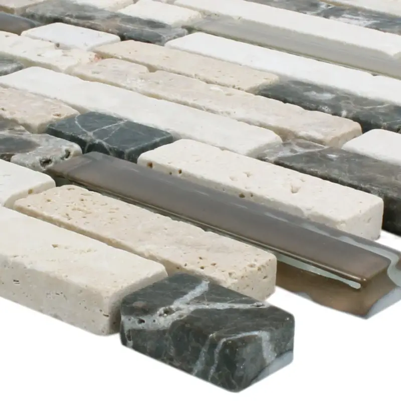 Preis Gesenkt Mosaikfliesen Milos Glas Naturstein Mix Braun Beige Verbund