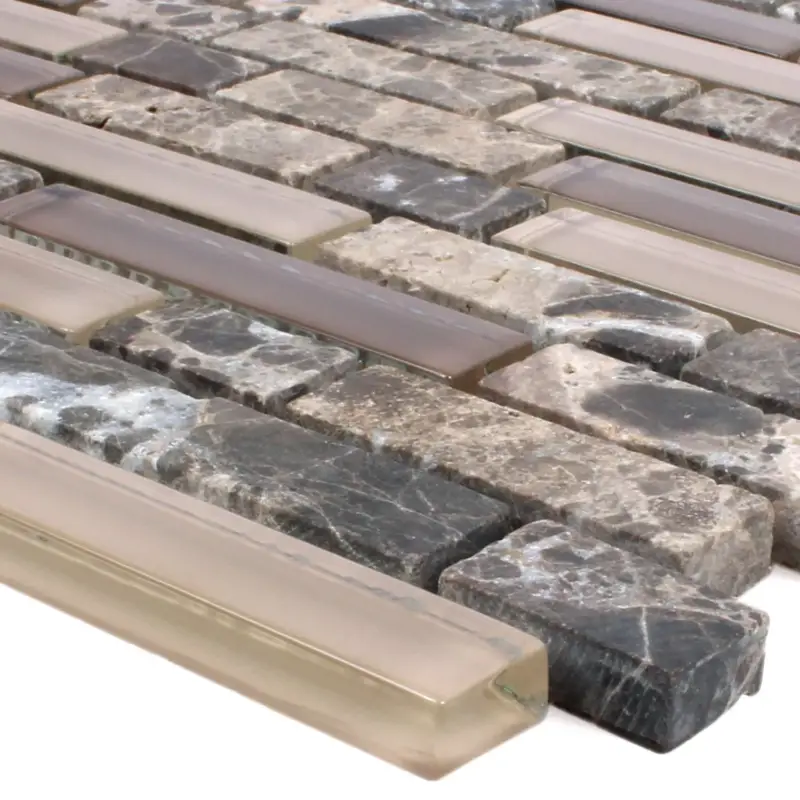 Mosaikfliesen Milos Glas Naturstein Mix Braun Verbund Super-Preis