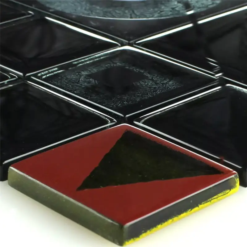 Aktuell Glasmosaik Fliesen Effekt Schwarz Metallic