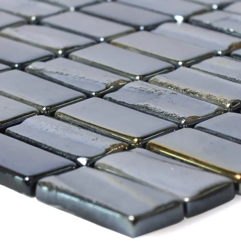 Zertifiziert Glasmosaik Fliesen Presley Schwarz Metallic Stäbchen