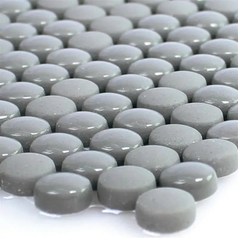 Expressversand Glasmosaik Fliesen Bonbon Rund Eco Grau