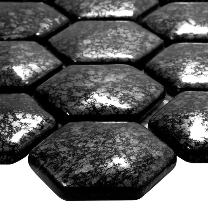 Glasmosaik Fliesen Leopard Hexagon 3D Grau Markenprodukt