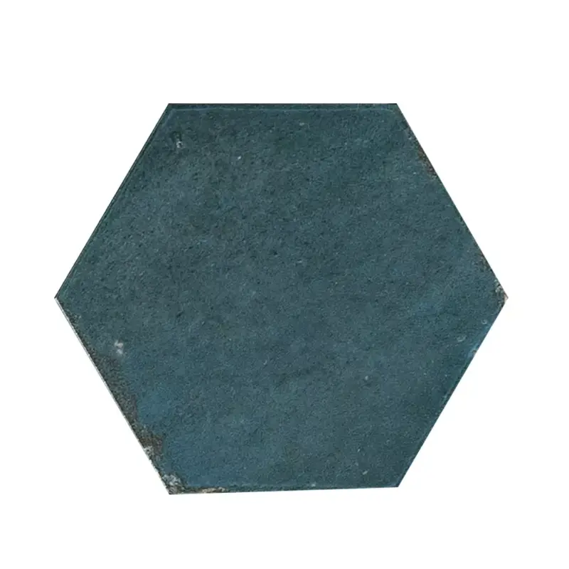 Lorino Blau Glänzend Sechseck 18,2x21 cm Neuheit