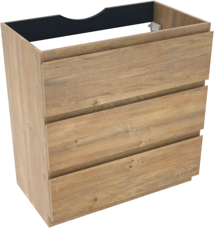 Linie Lado stehender Waschbeckenunterschrank: 80 x 46 cm, Eiche Natur, 3 Schubladen Finale Aktion