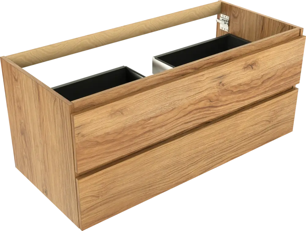 Top-Seller Balmani Lucida hängender Waschbeckenunterschrank: 120 x 55 cm, Teak, 2 Schubladen