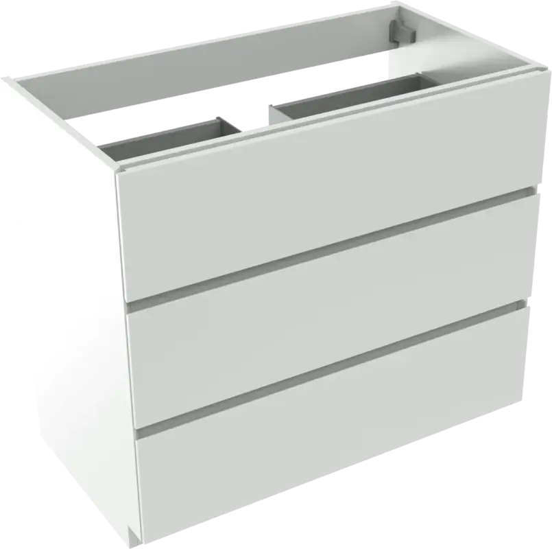 Wochenendangebot Storke Edge stehender Waschbeckenunterschrank: 95 x 52 cm, Weiß Glänzend, 3 Schubladen