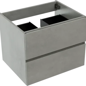 Abverkauf Storke Edge hängender Waschbeckenunterschrank: 65 x 52 cm, Beton dunkelgrau, 2 Schubladen