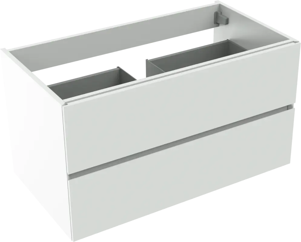 Sale Storke Edge hängender Waschbeckenunterschrank: 95 x 52 cm, Weiß matt, 2 Schubladen