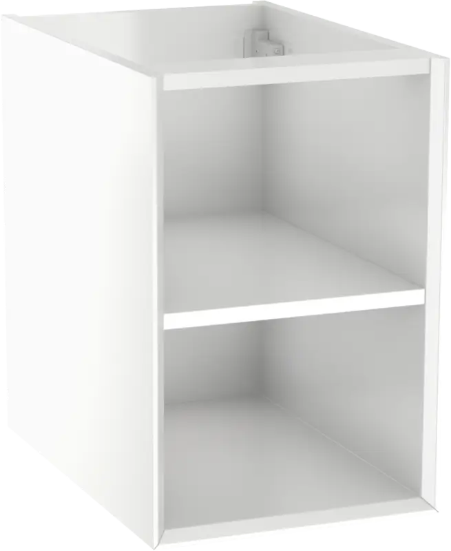 Super-Preis Storke Edge hängender Waschbeckenunterschrank: 35 x 52 cm, Weiß Glänzend, mit 2 offenen Nischen