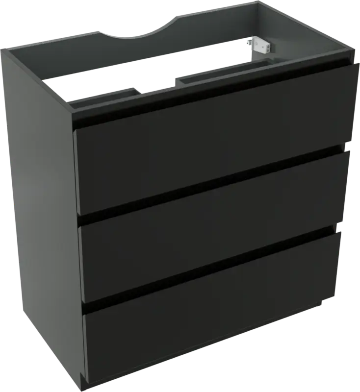 Bestpreis Linie Lado stehender Waschbeckenunterschrank: 80 x 46 cm, Schwarz Matt, 3 Schubladen
