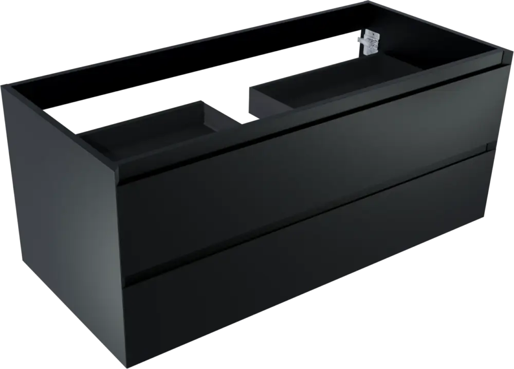 Top-Seller Balmani Mitra hängender Waschbeckenunterschrank: 120 x 55 cm, Schwarz Matt, 2 Schubladen