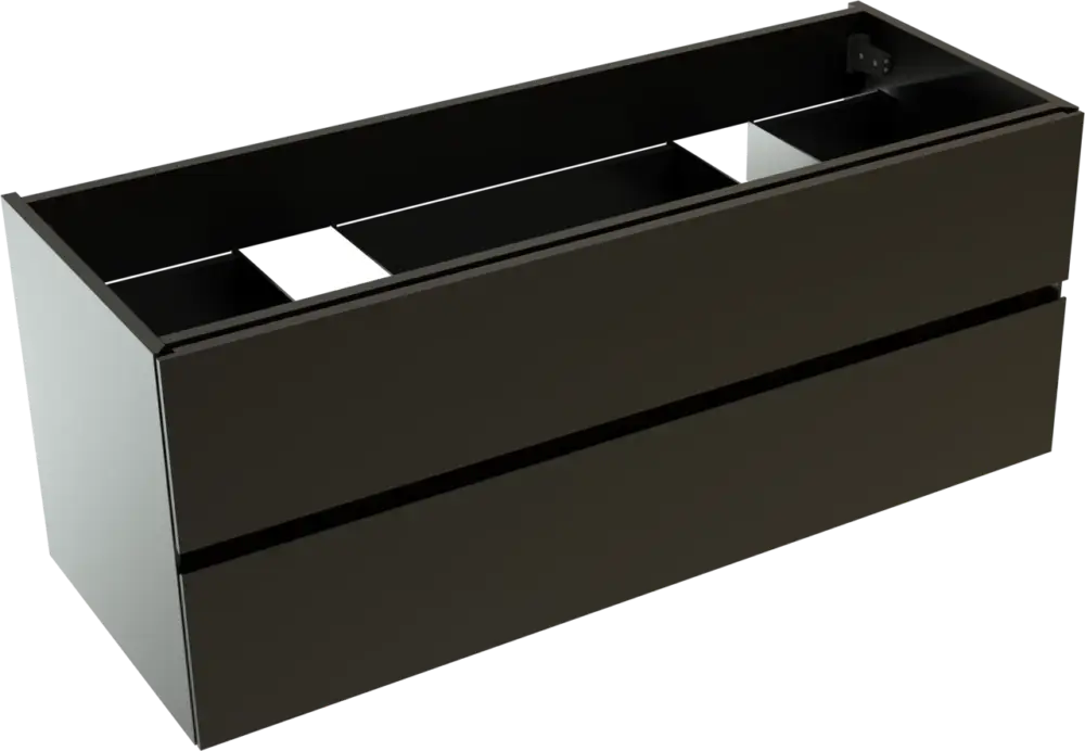 Heißes Angebot Storke Edge hängender Waschbeckenunterschrank: 120 x 46 cm, Schwarz Matt, 2 Schubladen, 2 Siphonaussparungen