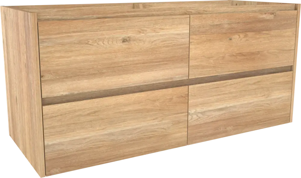 Storke Seda hängender Waschbeckenunterschrank: 130 x 52 cm, Eiche rustikal, 4 Schubladen Sofort Bestellen