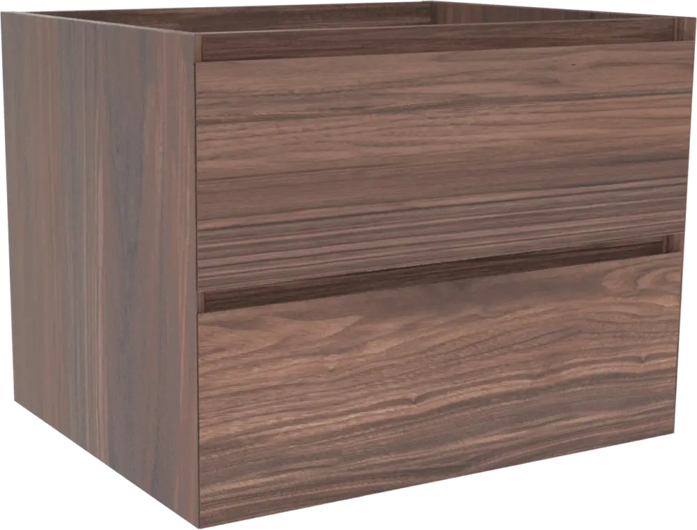 Balmani Mitra hängender Waschbeckenunterschrank: 67,5 x 55 cm, Nussbaum, Furnierholz, 2 Schubladen Neuheit