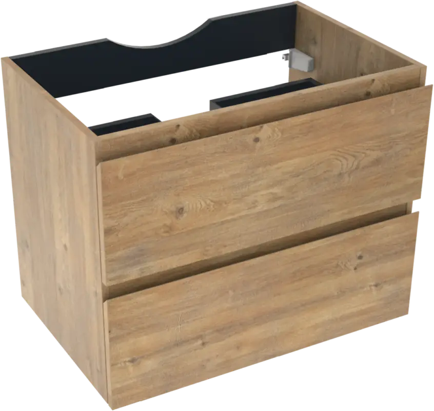 Neuheit Linie Lado hängender Waschbeckenunterschrank: 70 x 46 cm, Eiche Natur, 2 Schubladen