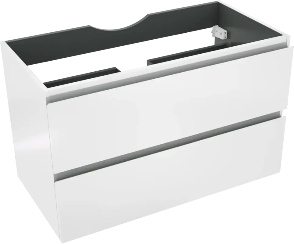 Schnäppchen Linie Lado hängender Waschbeckenunterschrank: 90 x 46 cm, Weiß Glänzend, 2 Schubladen
