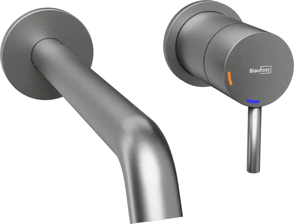 Blaufoss Round 2.0 EcoStart Unterputz-Waschbecken Armatur: Brushed GunMetal, Einbauelement inklusive Expressversand