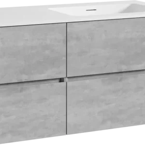 Angebot Storke Edge hängendes Möbelstück Set: 100 x 52 cm, Beton dunkelgrau, mit Mata Waschtisch rechts, Solid Surface Weiß matt