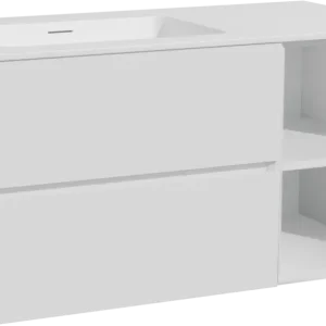Storke Edge hängendes Möbelstück Set: 100 x 52 cm, Weiß matt, mit Mata Waschtisch links, Solid Surface Weiß matt Günstig