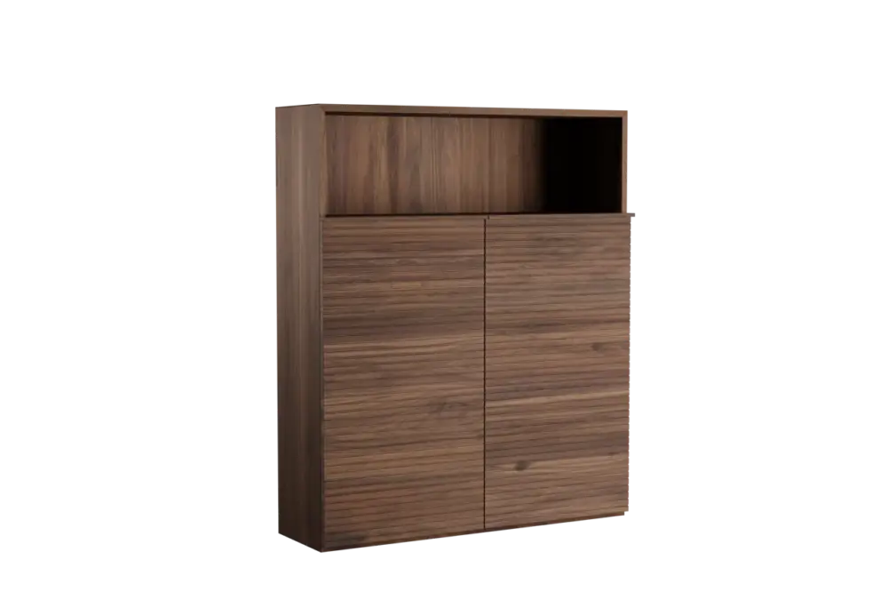 Balmani Forma Badhochschrank: Hängend, horizontale Rippen, Amerikanischer Nussbaum, 100 x 30 x 120 cm Markenware