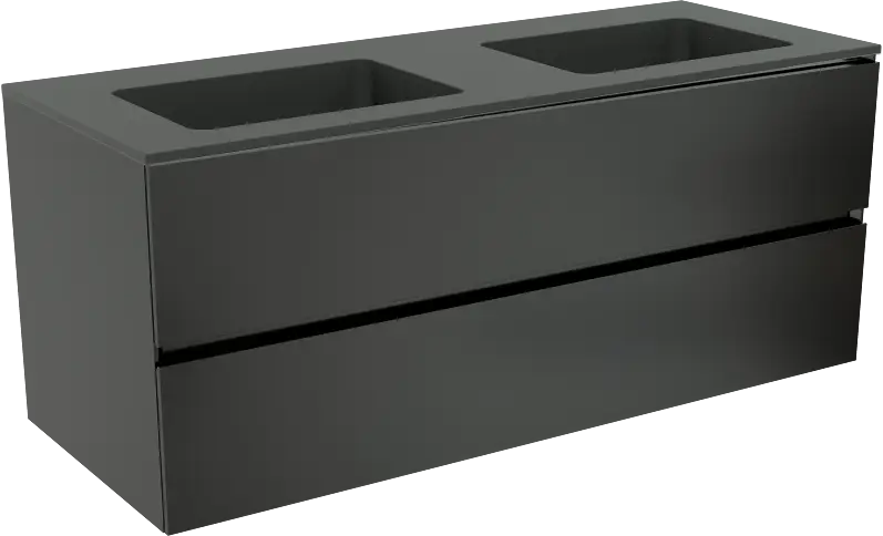 Storke Edge hängendes Möbelstück Set: 120 x 46 cm, Schwarz matt, mit Scuro Doppelwaschtisch, Quarz Schwarz matt Saisonangebot