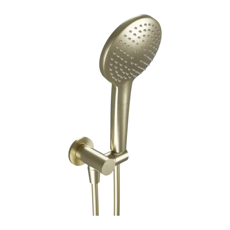 Blaufoss Round Handbrause-Set: inkl. Schlauchanschluss: 3jet, Brushed Champagne Gold Letzte Chance