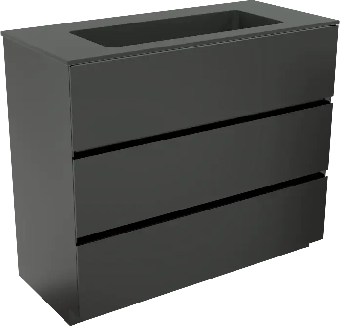Preiswert Storke Edge freistehendes Möbelstück Set: 100 x 46 cm, Schwarz matt, mit Scuro Einzelwaschtisch, Quarz Schwarz matt