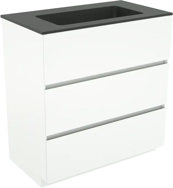 Saisonangebot Storke Edge freistehendes Möbelstück Set: 80 x 46 cm, Weiß matt, mit Scuro Einzelwaschtisch, Quarz Schwarz matt