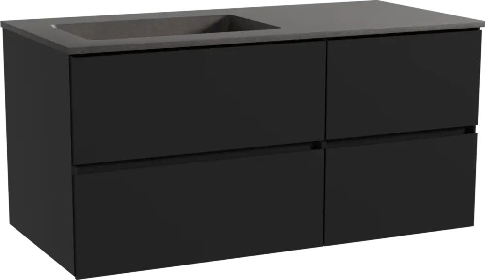 Storke Edge hängendes Möbelstück Set: 110 x 52 cm, Schwarz matt, mit Scuro Waschtisch links, Quarz Schwarz matt Meistverkauft