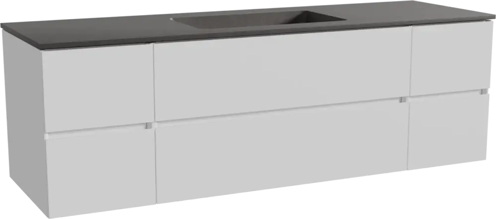 Jetzt Kaufen Storke Edge hängendes Möbelstück Set: 165 x 52 cm, Weiß matt, mit Scuro Einzelwaschtisch, Quarz Schwarz matt
