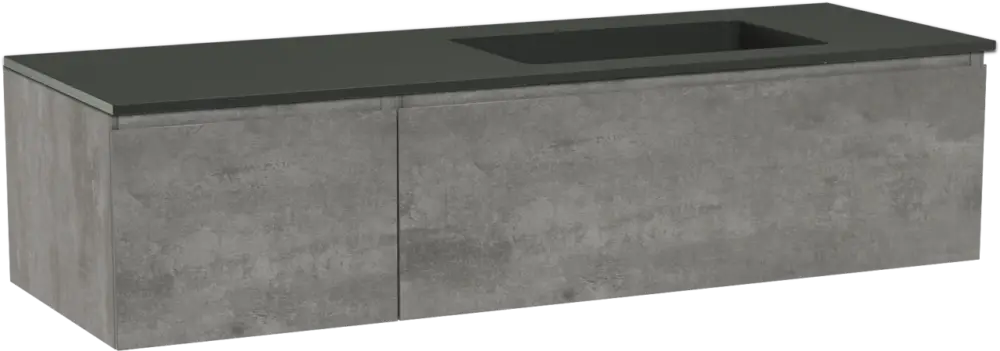 Storke Edge hängendes Möbelstück Set: 150 x 52 cm, Beton dunkelgrau, mit Scuro Waschtisch rechts, Quarz Schwarz matt Nur Für Kurze Zeit