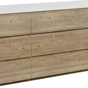 Abverkauf Storke Edge freistehendes Möbelstück Set: 150 x 52 cm, Rohe Eiche, mit Tavola Einzel- oder Doppel Waschtischplatte, Solid Surface Weiß matt