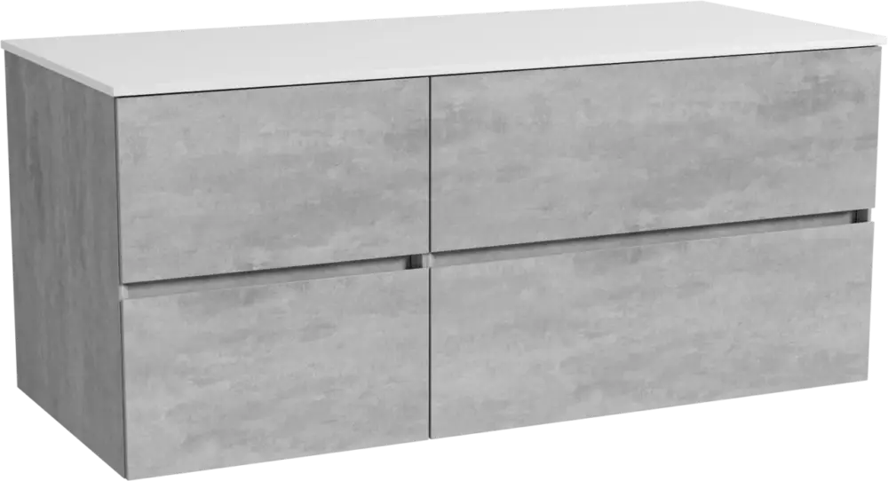 Storke Edge hängendes Möbelstück Set: 120 x 52 cm, Beton dunkelgrau, mit Tavola Einzel- oder Doppel Waschtischplatte, Solid Surface Weiß matt Begrenztes Angebot