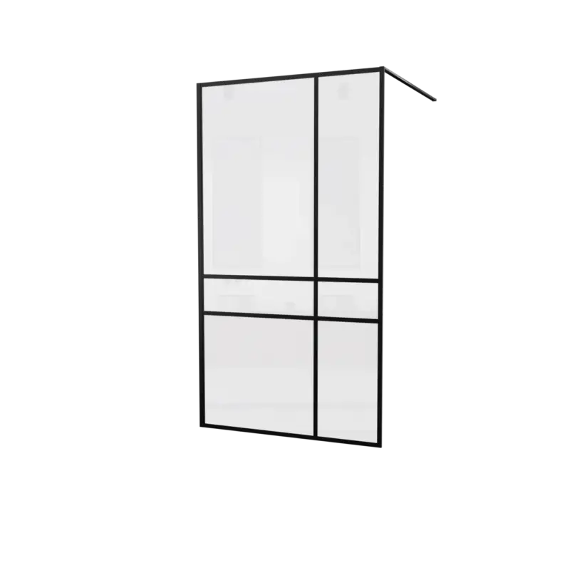 Highlight Balmani Framed Plus Walk-In-Dusche 120 x 210 cm Crossed Glas, inklusive Coating, schwarz Profil