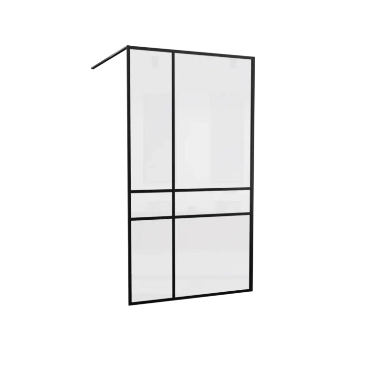 Rabatt Balmani Framed Plus Walk-In-Dusche 120 x 210 cm Crossed Glas, inklusive Coating, schwarz Profil